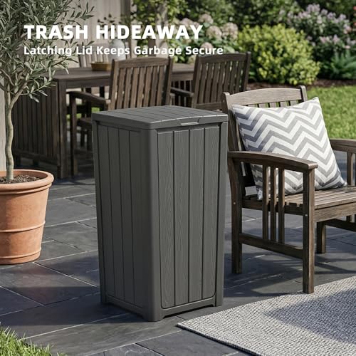 EFU 38 Gallon Outdoor Trash Can with Lid, Waterproof Garbage Can Bin - color: Black