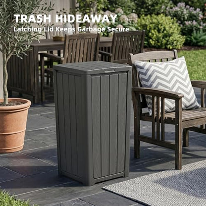 EFU 38 Gallon Outdoor Trash Can with Lid, Waterproof Garbage Can Bin - color: Black