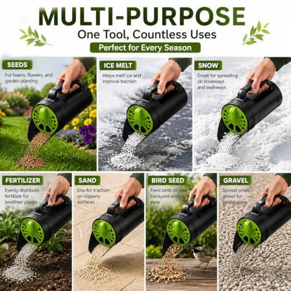 Gardenised Handheld Seed Spreader Versatile Lawn & Garden Tool Adjustable Shaker for Fertilizer Grass Seed Salt Ice Melt Deicer Growth Enhancer & Fish Feed Ideal for Landscaping Sports Fields & Yard
