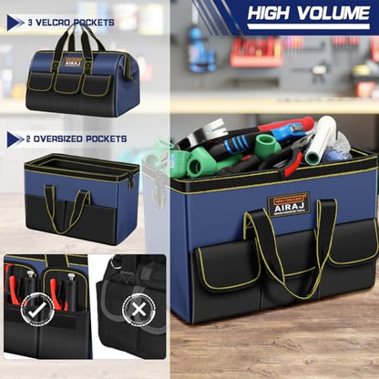 AIRAJ 2 Pack Large Tool Bag,14" & 18" Wide Mouth Portable Tool Bags for Men - size: 14"+18"