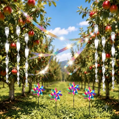 15Pack Bird Deterrents for Outside Patio - Bird Repellent Devices Outdoor with Pinwheels, Reflective Spinners & Tape, Bird Reflectors to Keep Birds Away, Woodpecker Deterrent for House Yard Garden