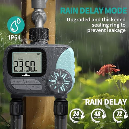 Sprinkler Timer for Garden Hose, Rain Delay/Manual/Automatic Irrigation System, Outdoor Irrigation Timer Controller for Lawn Yard