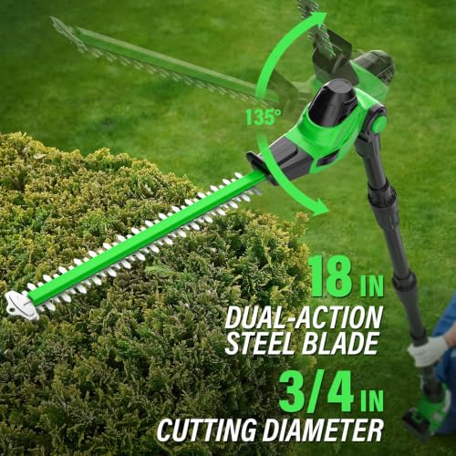 SOYUS 2-in-1 8-Inch Pole Saw and 18-Inch Pole Hedge Trimmer 2.0Ah Battery - color: Forest Green