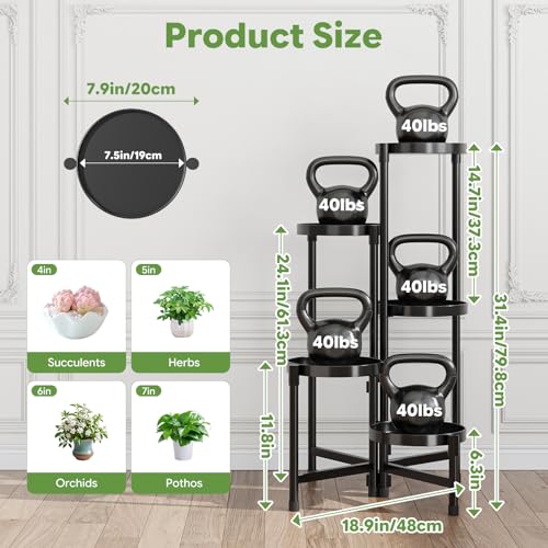 Simple Trending Plant Stand, Corner Plant Shelf with 5 Rotating Trays