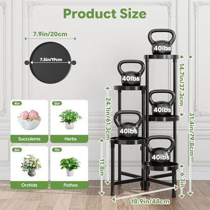 Simple Trending Plant Stand, Corner Plant Shelf with 5 Rotating Trays