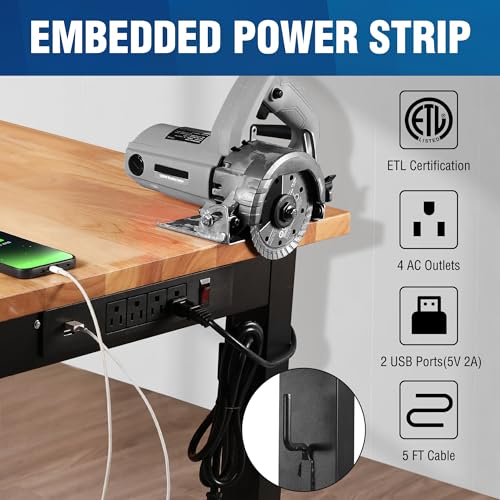WORKPRO 48" Adjustable Garage Workbench, Rubber Wood Top, 1500 LBS