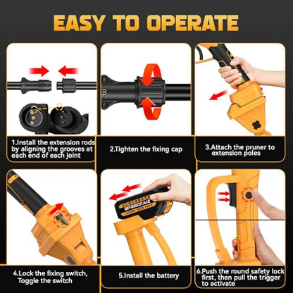 Takuoo Electric Pole Pruner, 1.6" Crodless Pruning Shears for Tree Trimming