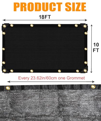 e.share 40%-50% Black Garden Shade Cloth,10X18FT Mesh Tarp with Grommets - size: 10 FT X 18 FT, style: 40%