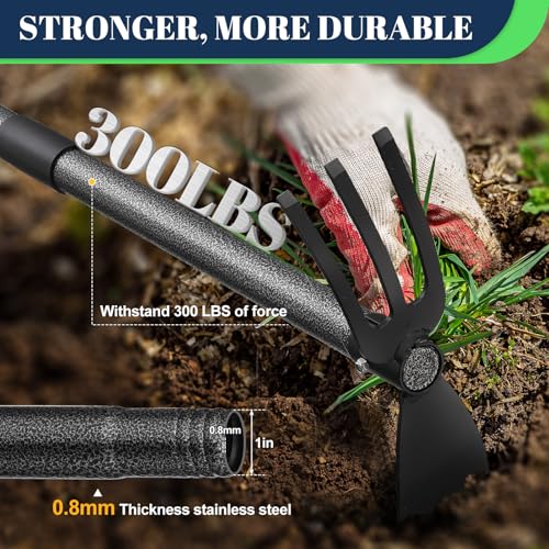60” Garden Hoe 2-in-1 Heavy Duty Cultivator Tool for Weeding Soil Loosening - size: 60 Inches