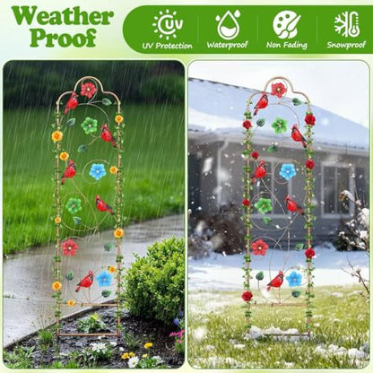 2 Pack Metal Garden Trellis Arched Fence Trellises for Climbing Plants Outdoor, Roses, Vines, Flowers, and Vegetables Support, 60'' H x 12'' W Redbird - color: Redbird