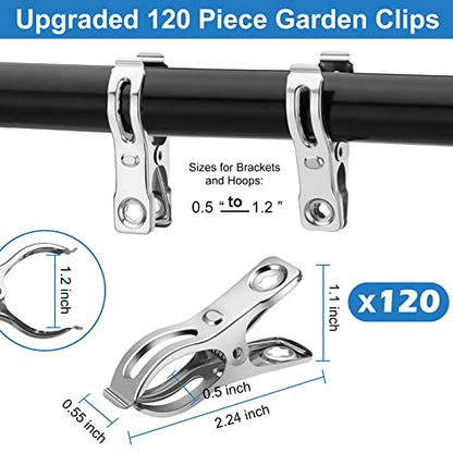 120 Pcs Greenhouse Clips, Garden Clips for Netting, Steel Greenhouse Clamps - style: 2.3inch-120pcs