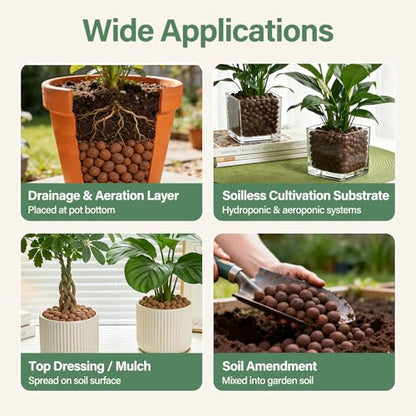 Halatool 4LB Leca Balls for Indoor Plants, 4-16mm Clay Pebbles for Drainage - size: 4LB