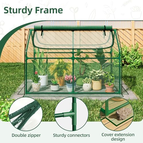 Superlele 4x2x3FT Mini Greenhouse with 2 Large Zipper Doors for Outdoor - style: (Green)-4x2x3Ft