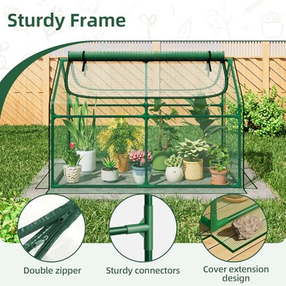 Superlele 4x2x3FT Mini Greenhouse with 2 Large Zipper Doors for Outdoor - style: (Green)-4x2x3Ft