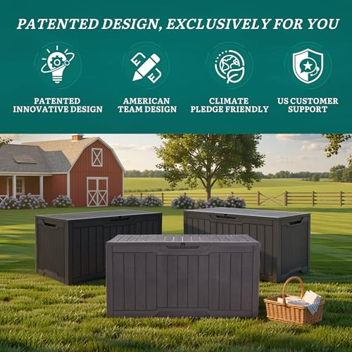 YITAHOME 100 Gallon Large Outdoor Deck Box - color: Dark Grey, size: 100 Gallon