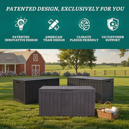 YITAHOME 100 Gallon Large Outdoor Deck Box - color: Dark Grey, size: 100 Gallon