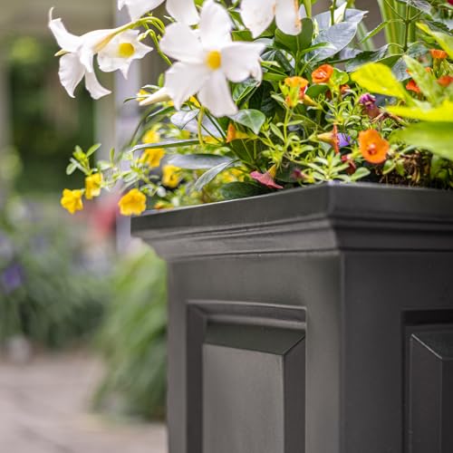 Mayne Nantucket 20in Self-Watering Square Planter, Black - color: Black