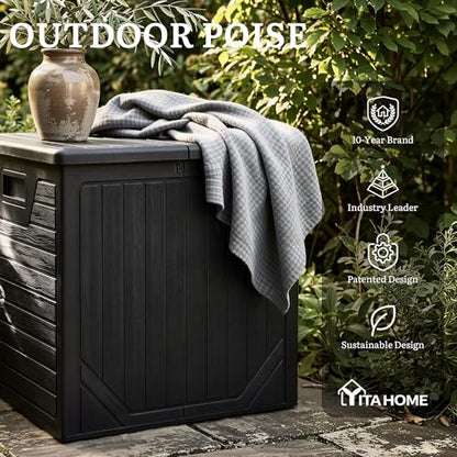 YITAHOME 150 Gallon Large Outdoor Deck Box - color: Black, size: 150 Gallon