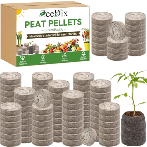 ZeeDix Peat Pellets for Seed Starting, 100 Pcs 30mm Seed Starter Soil Pods - size: 30mm