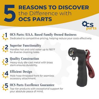 OCS Parts Industrial Nozzle - Heavy-Duty Hot or Cold Water Hose Nozzle
