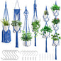 SFENNGPET Macrame Plant Hangers, 6Pack Hanging Planters for Indoor Plants - color: Navy Blue