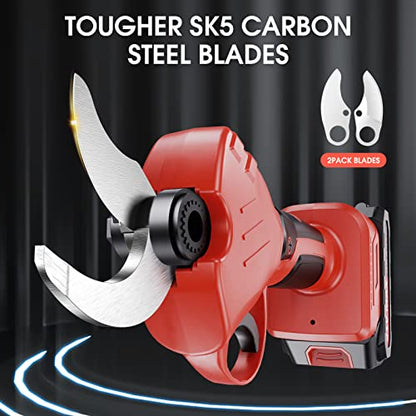 Electric Pruning Shears, 2.36" Opening, 2 Batteries&Spare Blades - color: Wine Red
