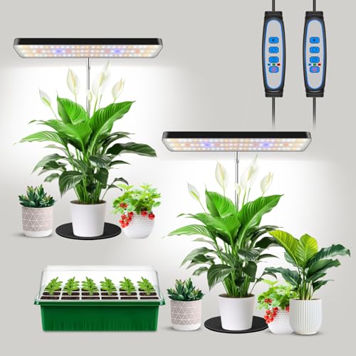 Aumtrly Grow Light Black 2 Pack, Full Spectrum Indoor Plant Light with Base - size: 2 Pack/black