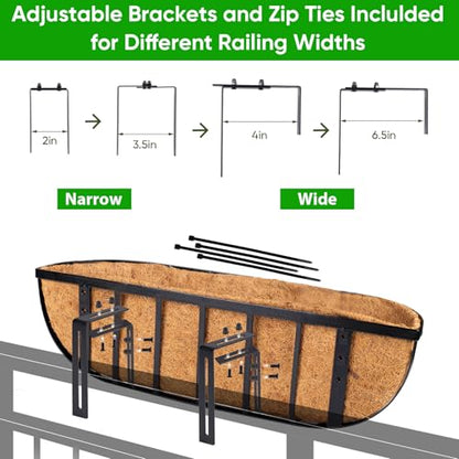 HKZ Deck Balcony Railing Planter Window Boxes - 4 Pack 30 Inch Planter Box, Balcony Planters Railing Hanging, Window Boxes Outdoor Fence Planters - size: 30 Inch