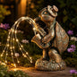 Solar Turtle Statue with Saxophone String Lights for Garden Decor