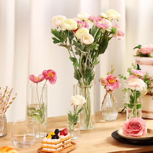 Fixwal 4 Pack Clear Glass Cylinder Vases, 4, 6, 8, 10 Inch Tall - size: 4pcs