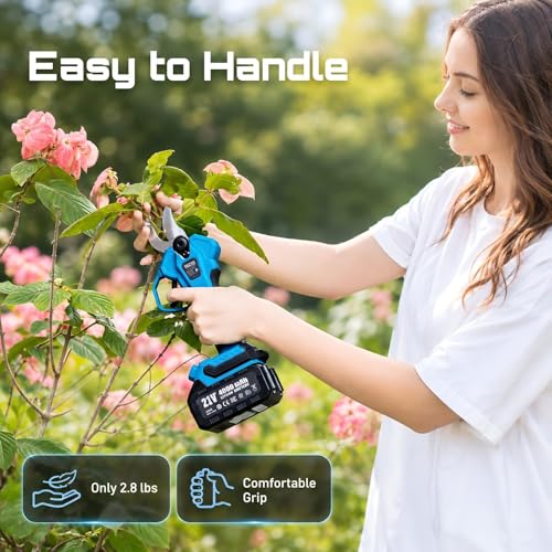 SEESII Electric Pruning Shears 1.6'' Cut, 4 Modes Cordless Brunch Cutter - color: Sky Blue