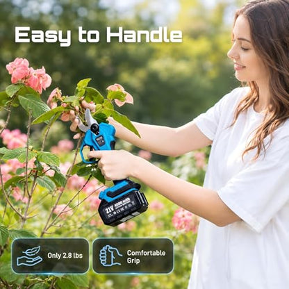 SEESII Electric Pruning Shears 1.6'' Cut, 4 Modes Cordless Brunch Cutter - color: Sky Blue