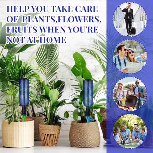 Plant Watering Devices with Self Spikes and Plastic Bottles - size: Blue