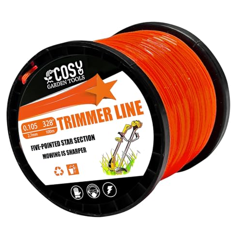 .105" String Trimmer Line, 328 FT Orange Pentagon Weed Eater String - size: 1.3LB x .105 in