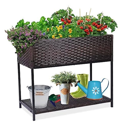 WONDER GARDEN Raised Garden Bed-Planter Box - Elevated Raised Garden Beds Outdoor with Legs & Storage Shelf for Vegetables Flower Herb Backyard Patio