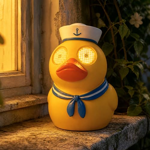 Solar Garden Duck Statue,Animated Moving LED Eyes Outdoor Decor - style: Coastal