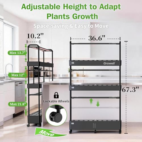 Growell 90 Pods Large Hydroponics Growing System Kit, Indoor Herb Garden - color: Black, size: 36" - 3 Tier (90 Pods)