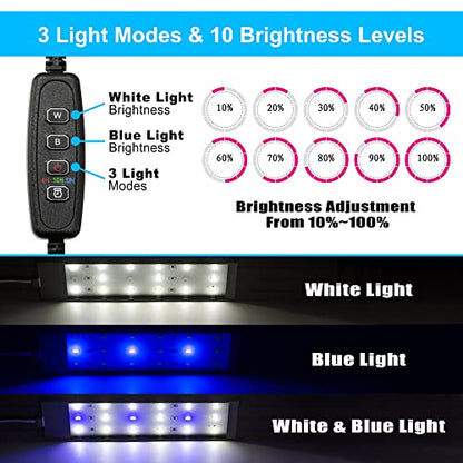 DaToo Aquarium Light Small LED Clip Light for Fish Tank 7W with Timer&Dimmer, 1 Yr Warranty - size: 7W (With Timer & Dimmer)