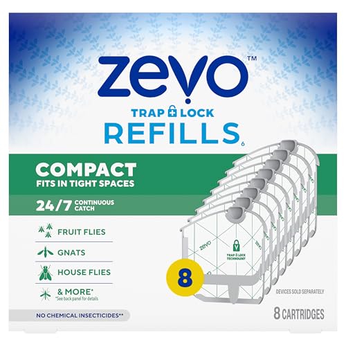Zevo Compact Flying Insect Trap Refills for Gnats & Fruit Flies, 8 Count - style: 8 Refill Cartridges