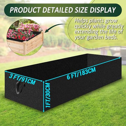 1PCS Raised Garden Bed Liner Fabric Raised Garden Bed Breathable Drainage Rectangle Grow Bags with Handles Fabric Garden Bed for Outdoor Garden Bed Holds Soil - 6ft x 3ft x 1ft - style: 6x3x1ft 1PCS