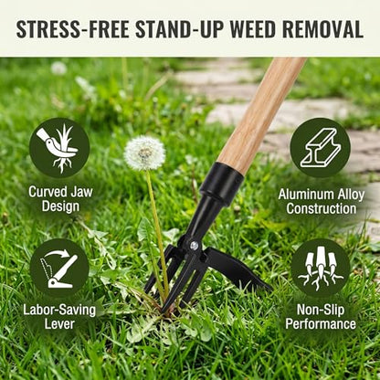 Weed Puller Head, Alloy Stand Up Weed Puller Portable Aluminum Alloy Weed Picker 4 Claw Non Slip Weeding Head Tool