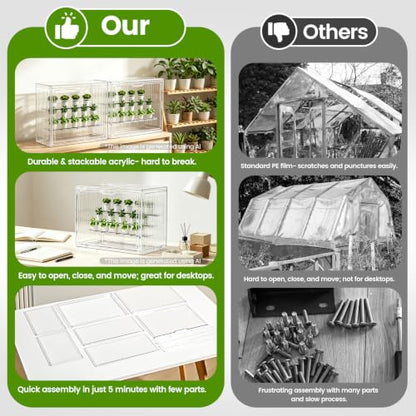 BOHOIDEE 14.17"X10.63"X8.66" Mini Greenhouse for Indoor, Clear Portable Tabletop Green House with Magnetic Door for Small Plants Nursery Germination and Display(1, Medium-B) - size: Medium-B