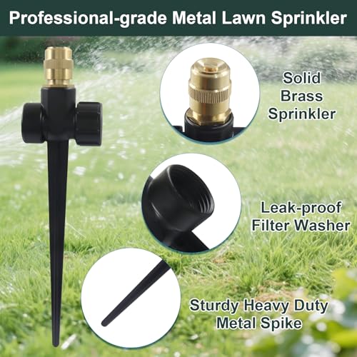 2 Pcs Metal Lawn Sprinklers, 360° Coverage Water Sprinkler, Black - color: Black,2pcs