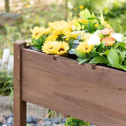 Outsunny Wooden Raised Garden Bed with 8 Grow Grids 49"x21"x34", Brown - color: Brown