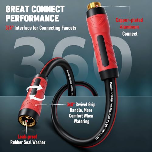 Garden Hose 25ft x 5/8", NON-EXPANDABLE Heavy Duty Hose with Nozzle - size: 25FT