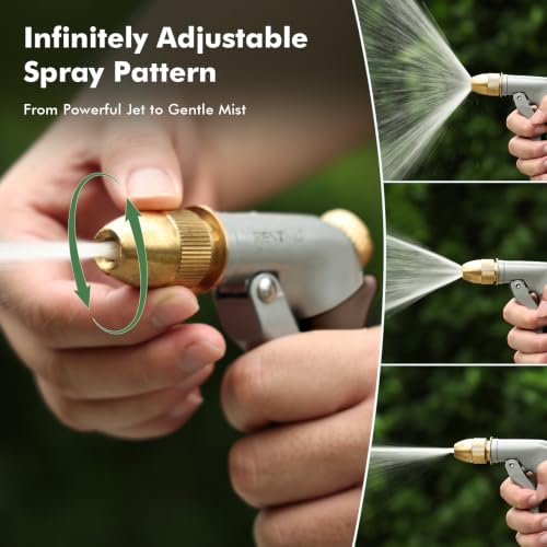 RESTMO Metal Water Hose Nozzle, High Pressure Garden Sprayer, Brown - color: Brown