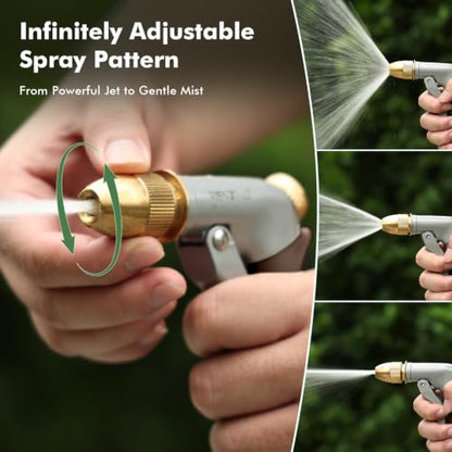 RESTMO Metal Water Hose Nozzle, High Pressure Garden Sprayer, Brown - color: Brown