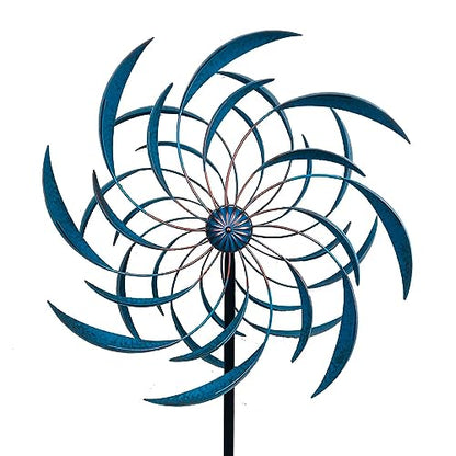 Stargarden Wind Spinners Outdoor -Metal Large Kinetic Wind Spinners - color: Blue-a-23"