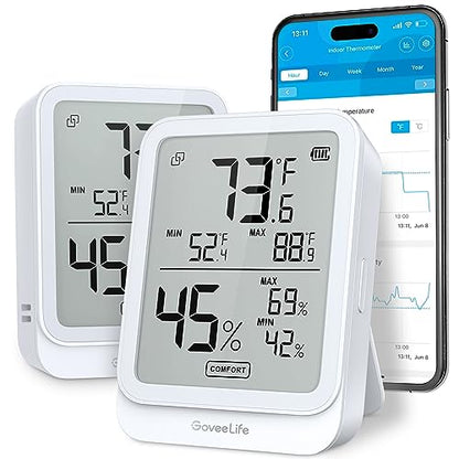 GoveeLife Bluetooth Hygrometer Thermometer H5104, LCD Digital White 2-Pack - color: White, size: 2Pack