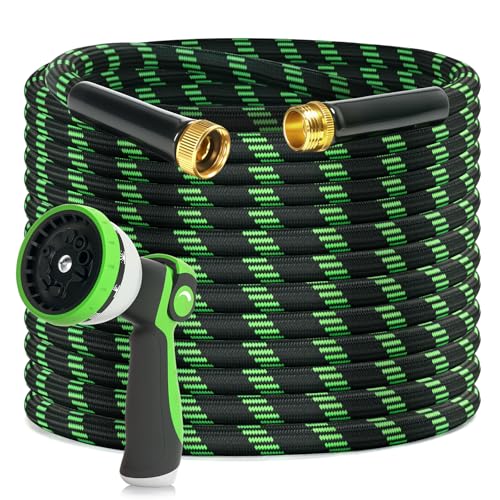 Garden Hose 75ft Flexible Non-Expandable Water Hose Ultra Lightweight Kink-Free Leak-Proof Durable & Abrasion-Resistant with 3/4" Brass Fittings for Patio Yard RV and Outdoor Use - size: 75FT with nozzle
